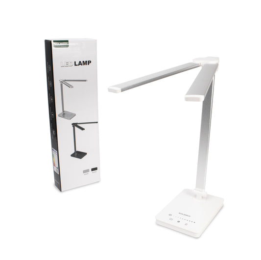 SOLMIRA® Lámpara de Escritorio Doble Blanca con Carga USB, 76 LEDs, Certificado CE y RoHS