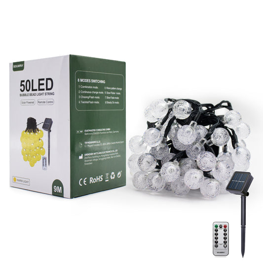 SOLMIRA® Luces Solares LED de Exterior, Forma de Burbuja, 50 LEDs Cálidas, 8 Modos, Certificado CE y RoHS