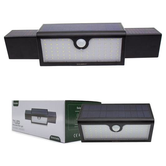 SOLMIRA® Luz Solar LED Exterior de Pared Extensible, Aplique de 71 LEDs, 3 Modos, Certificado CE y RoHS