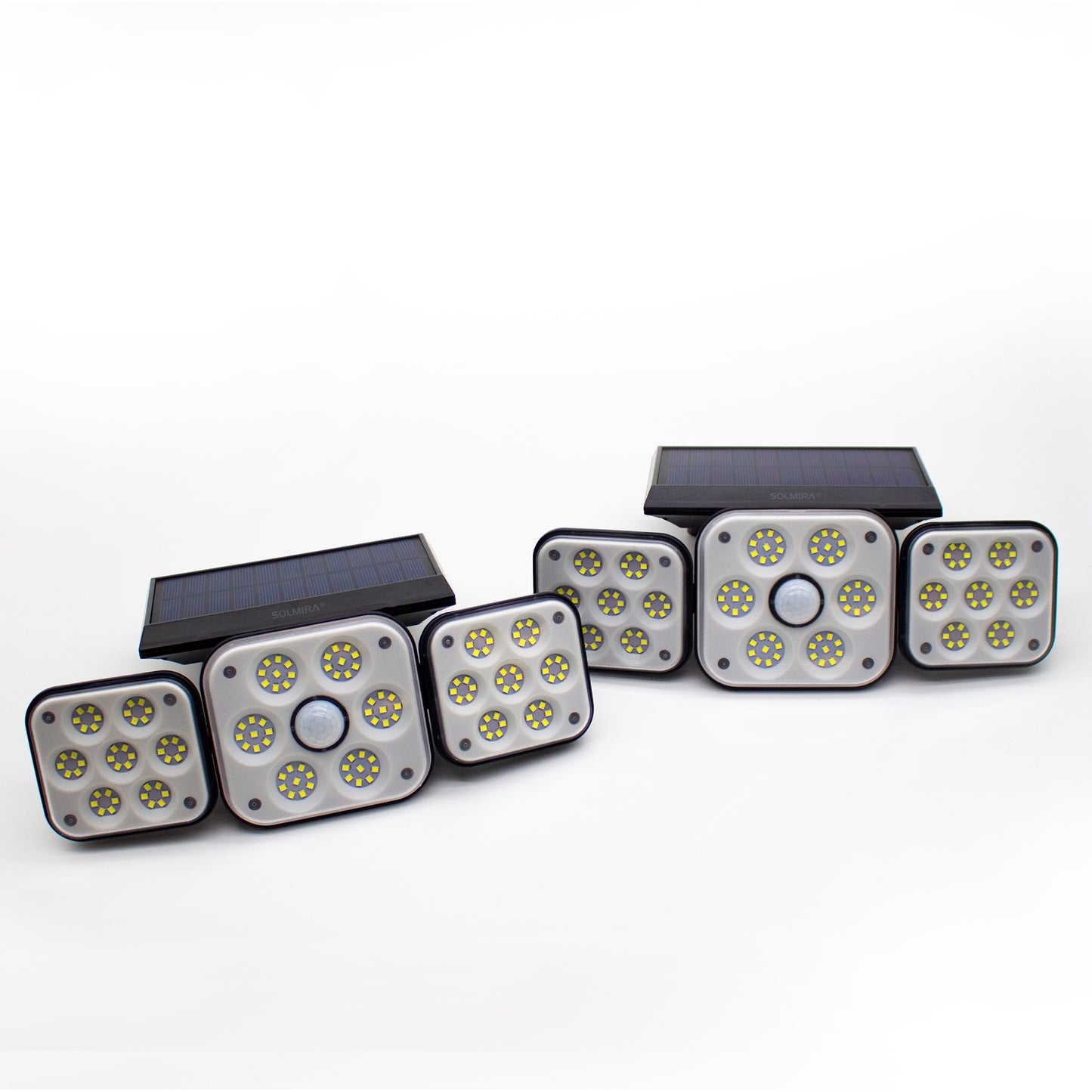 SOLMIRA® Luz Solar LED Exterior de Pared, Pack de 2 Apliques de 138 LEDs, Iluminación 270°, 3 Modos, Certificado CE y RoHS