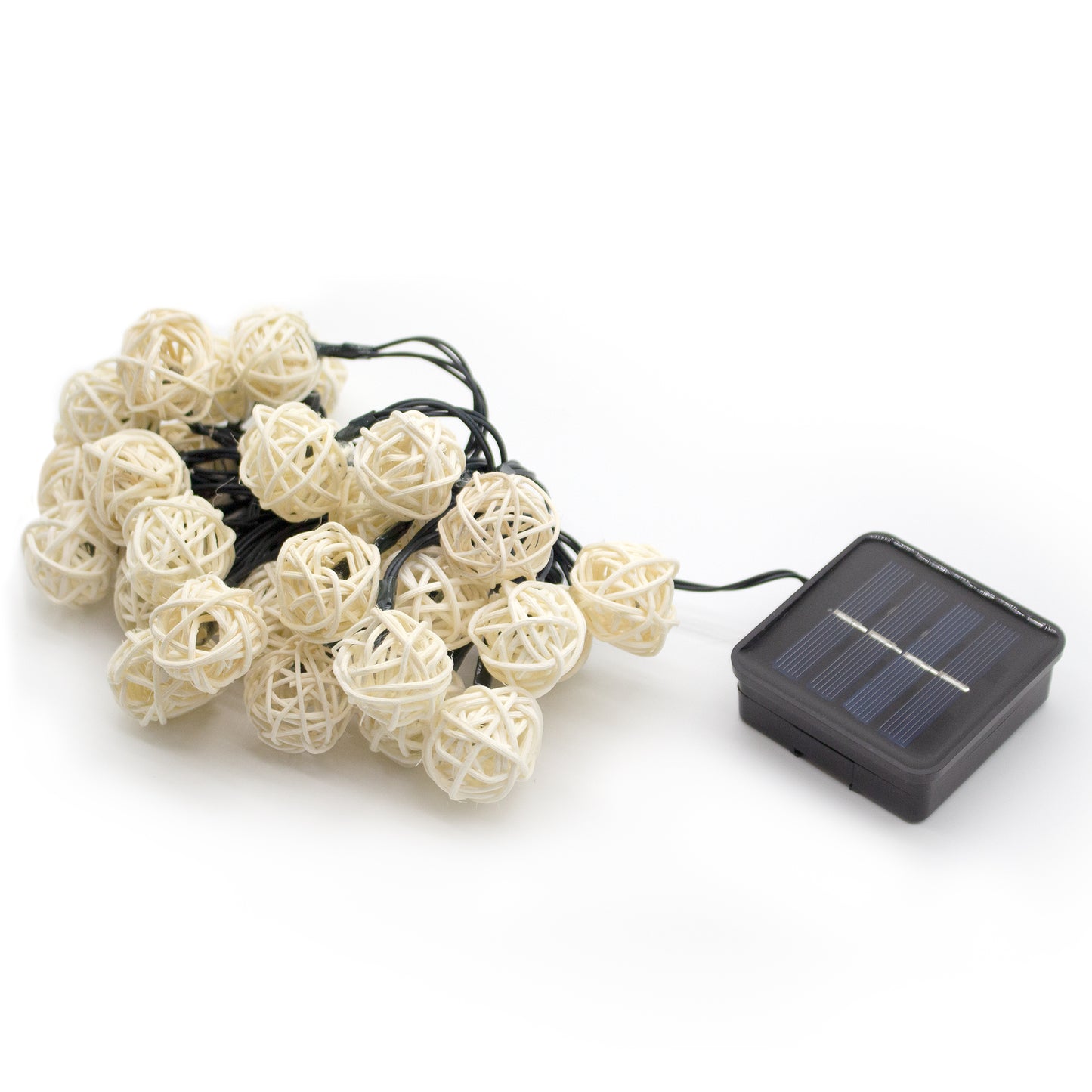 SOLMIRA® Luces Solares LED de Exterior, Forma de Pelota de Ratán, 30 LEDs Cálidas, 8 Modos, Certificado CE y RoHS