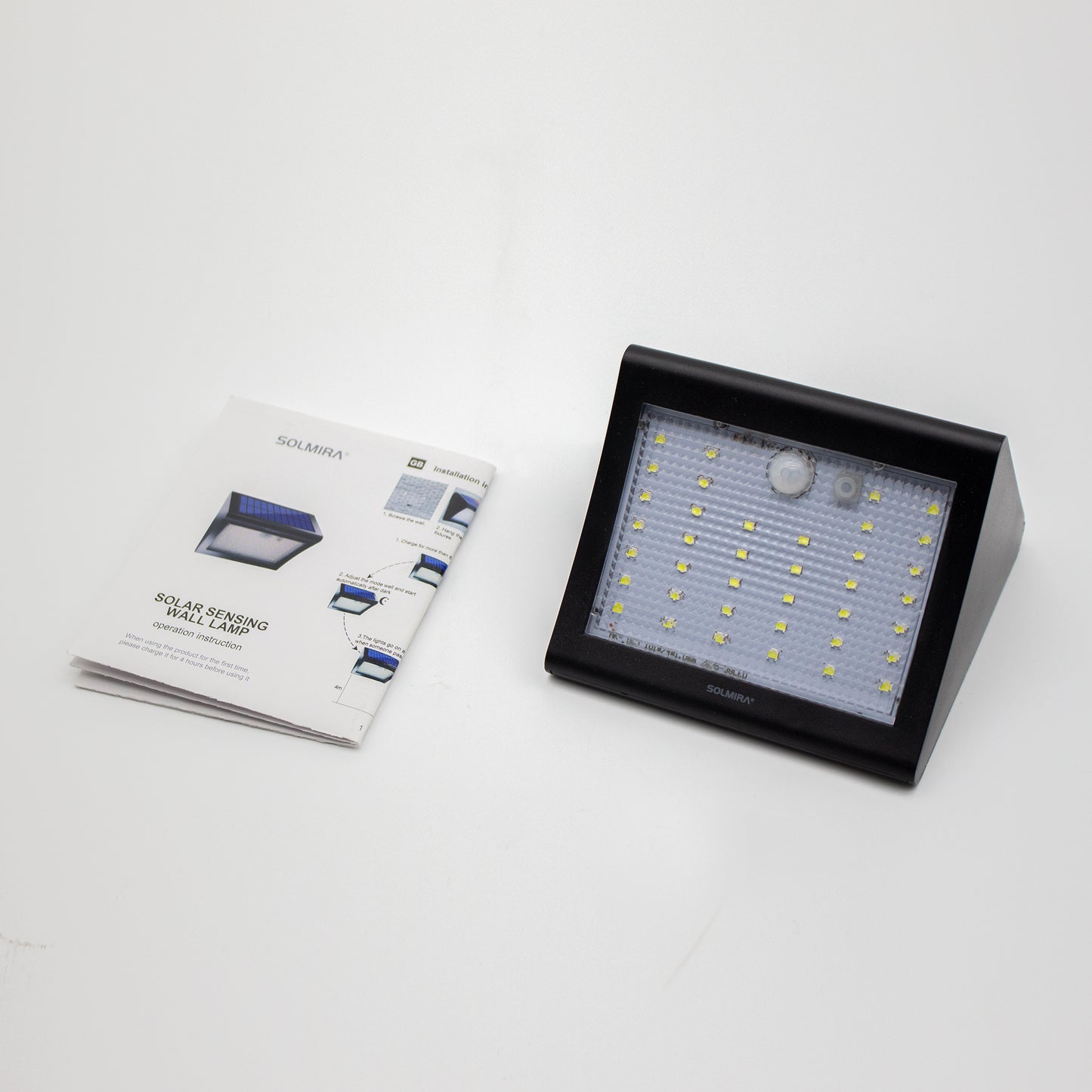 SOLMIRA® Luz Solar LED Exterior de Pared, Pack de 2 Apliques de 38 LEDs, 3 Modos, Certificado CE y RoHS