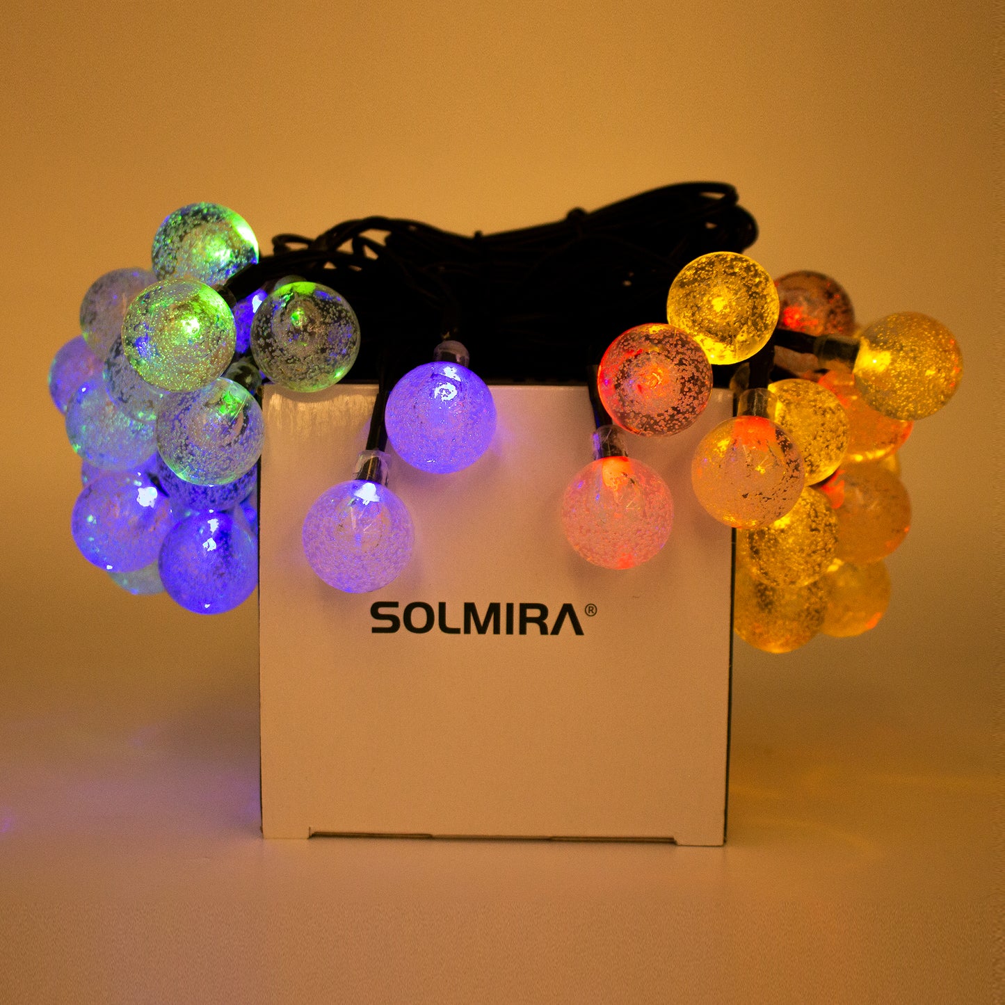 SOLMIRA® Luces Solares LED de Exterior, Forma de Burbuja, 50 LEDs de Colores, 8 Modos, Certificado CE y RoHS
