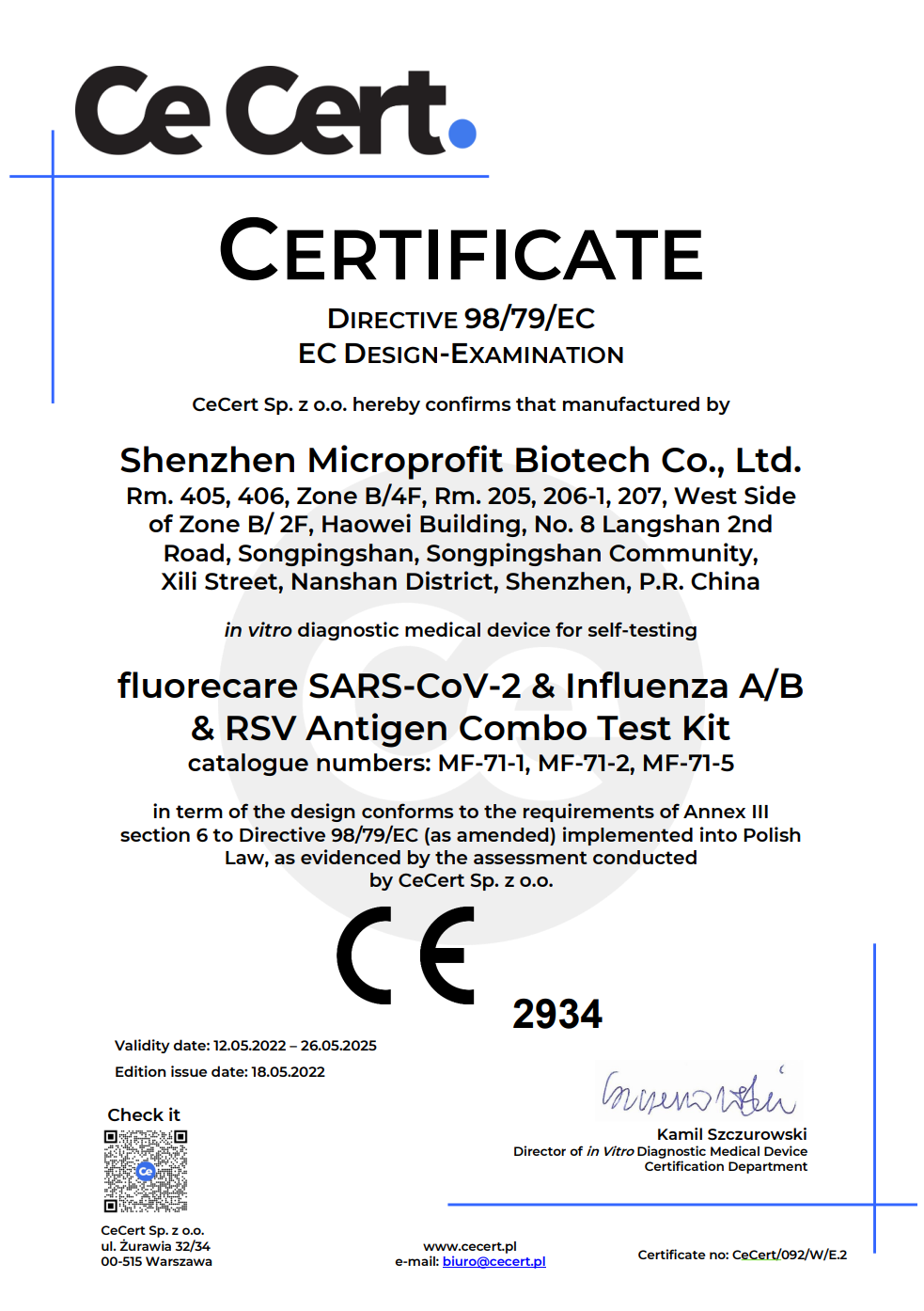 SOLMIRA® SARS-CoV-2 & Influenza A/B & RSV Antigen Combo Test Kit, 1 Test