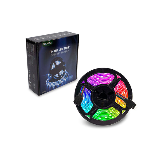 SOLMIRA® Tiras LED RGB, 5 Metros, Control por Mando y App Móvil de Color Brillo y Velocidad, Sincronización Musical