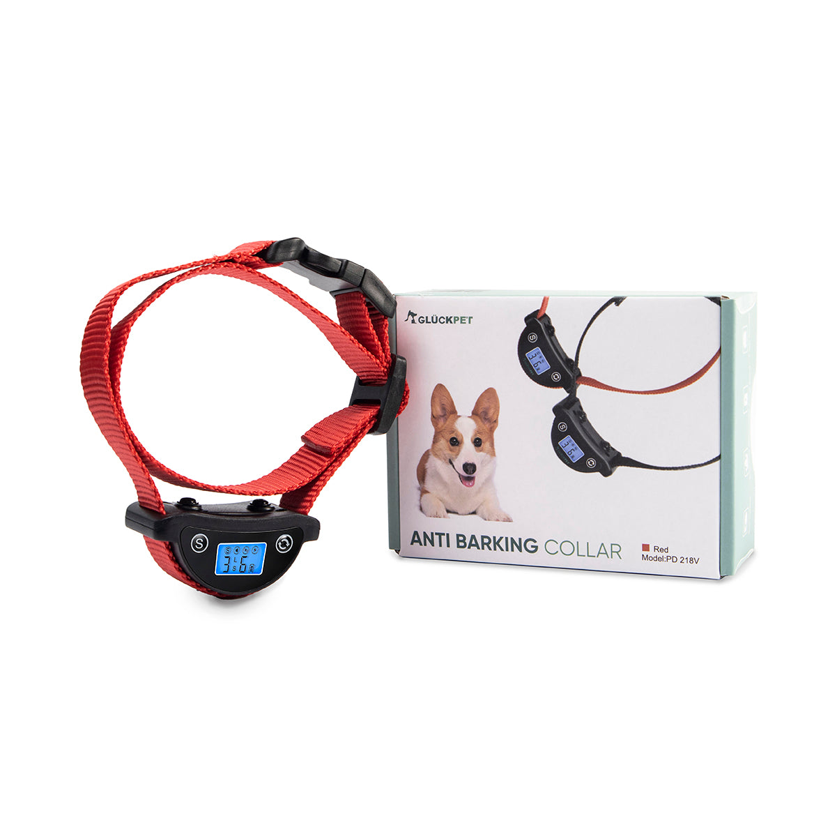 GLÜCKPET® Collar Antiladridos con Sonido y Vibración, Rojo, para Perros Pequeños, Medianos y Grandes