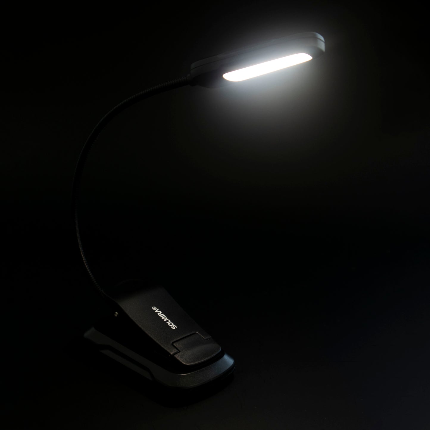 SOLMIRA® Luz de Lectura LED con Pinza, Negra, Flexible, Recargable
