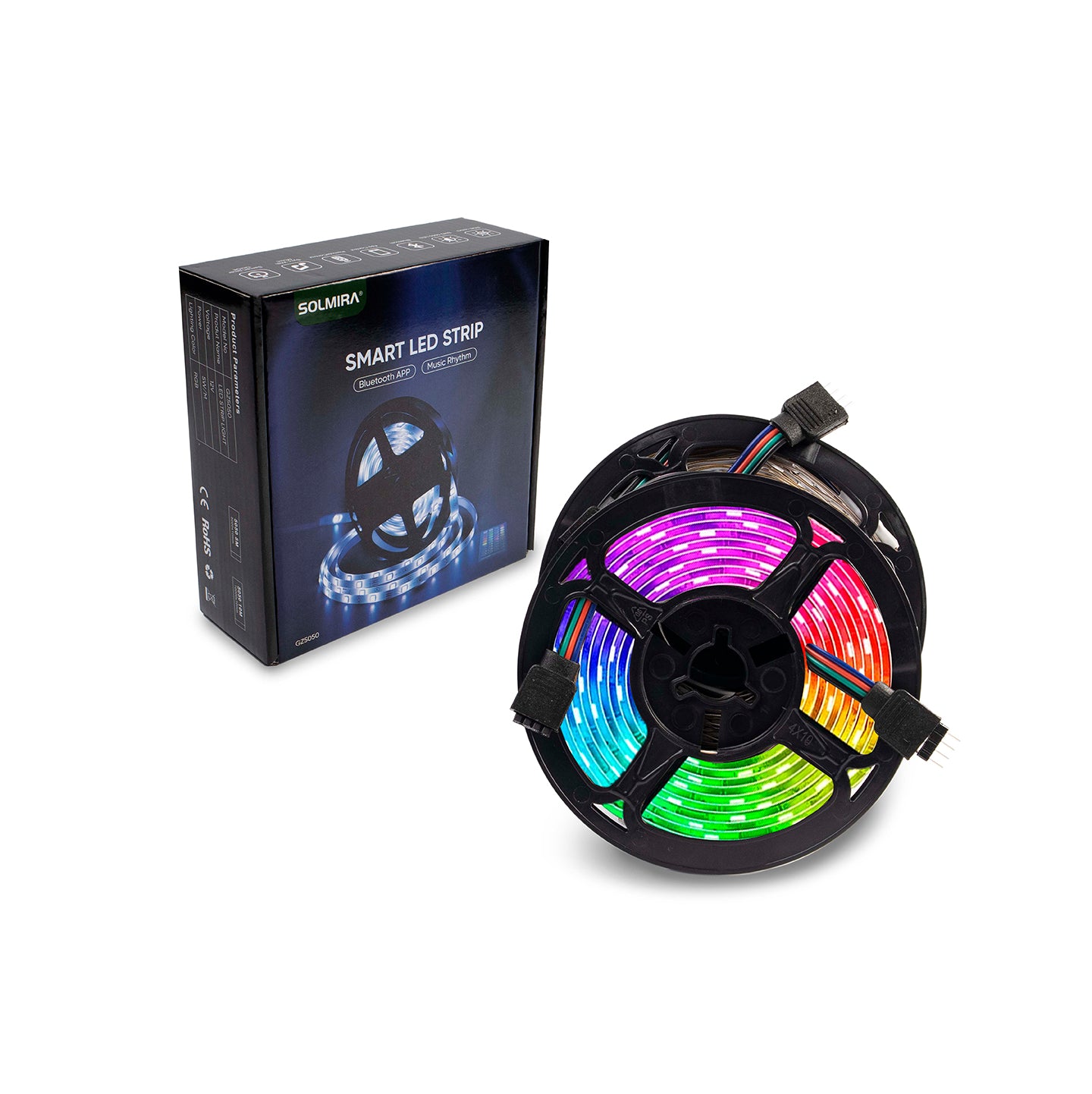 SOLMIRA® Tiras LED RGB, 10 Metros, Control por Mando y App Móvil de Color Brillo y Velocidad, Sincronización Musical