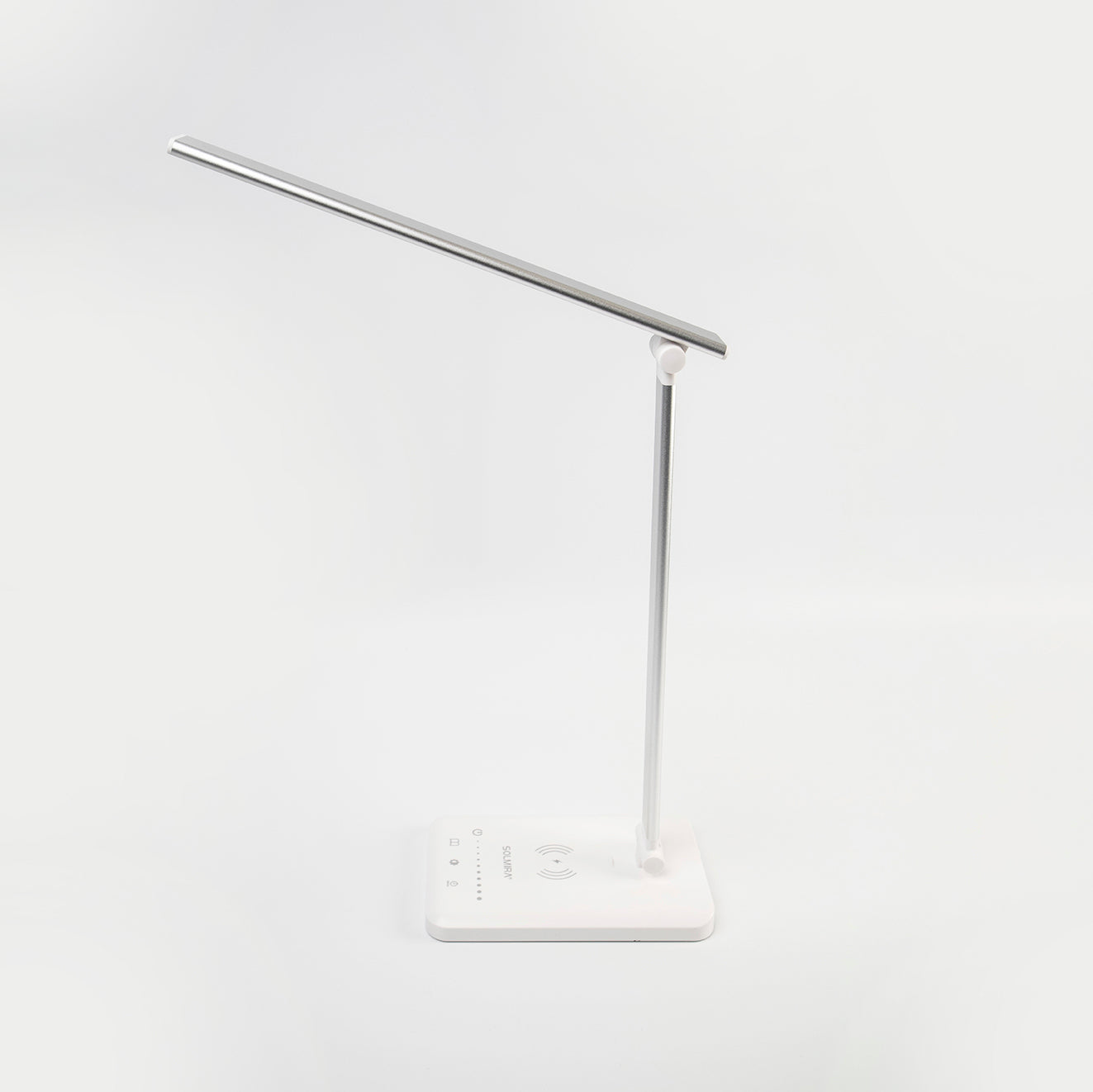 SOLMIRA® Lámpara de Escritorio con Cargador Inalámbrico, 42 LEDs, Plata, Certificado CE y RoHS